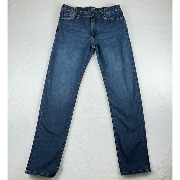 Mavi Men’s Jeans Size 35x33 Dark Wash Zack Straight Leg Mid Rise Cotton Stretch - Picture 2 of 10